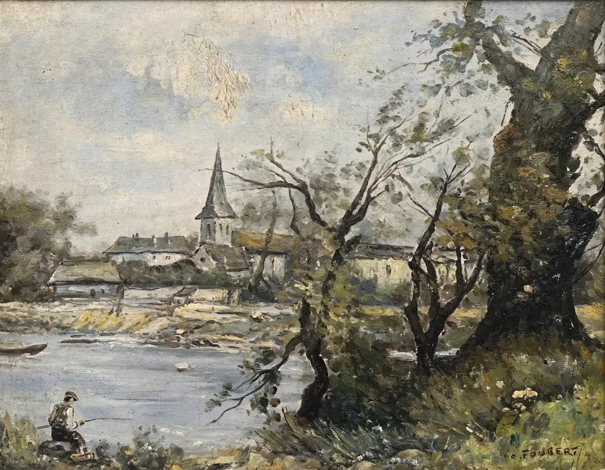 Pesca sul lago e vista in lontananza della chiesa